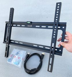 (NEW) $10 Fixed 26”-55” TV Wall Mount Bracket Low Profile, Max 110Lbs (w/ 5ft HDMI Cable)