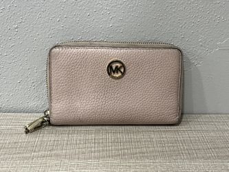Michael Kors Fulton Zip Around Multifunction Clutch Wallet Pink Gold