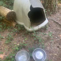Dog Igloo, And Bowls 