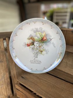 F.W. Goehner Advertising Plate Grapevine Motif