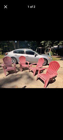 Set of 4 red Plastic Adirondack Chairs