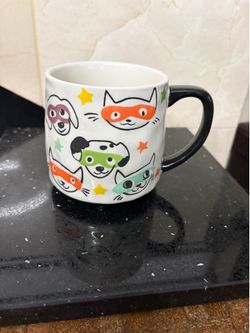 Cute cat & dog faces coffee mug