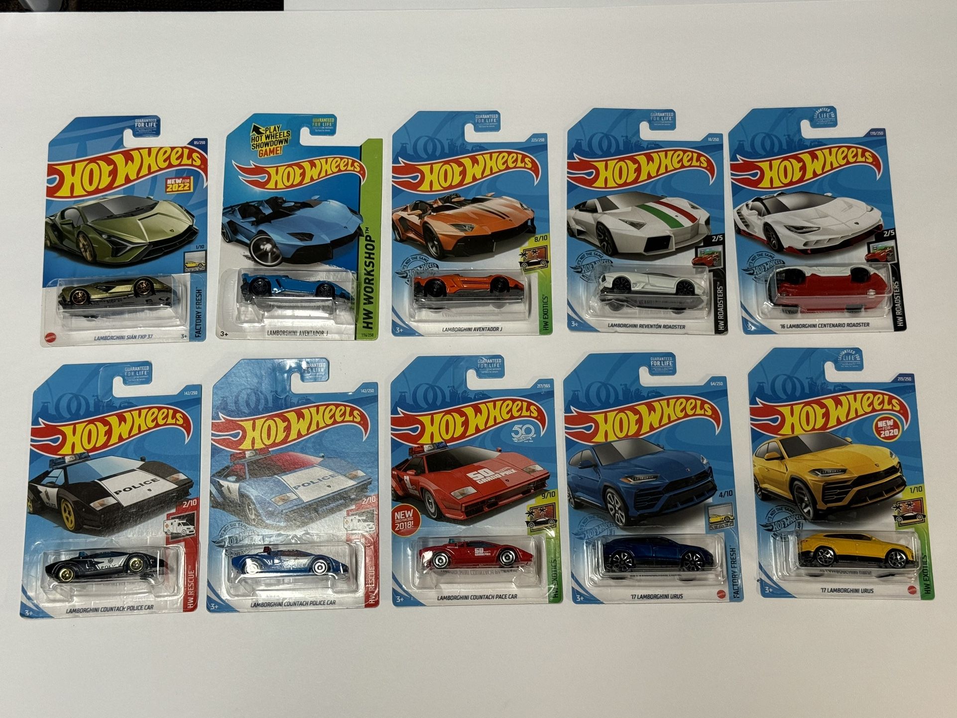 🇮🇹 HOT WHEELS LOT OF (10) Lamborghini Lambo Sian FKP 37 Aventador Reventon Centenario Countach Police Pace Car Urus Die Cast Toys 🇮🇹