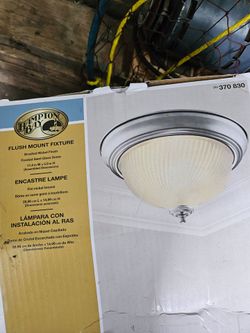 Hampton Bay 370830 - Flush Mount Light Fixture - Brushed Nickel Finish - Frosted Glass