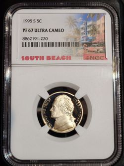 1995-S Jefferson Proof Nickel NGC PF67 Ultra Cameo – South Beach – $15