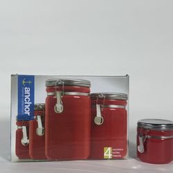 Anchor Home 4pc Red Ceramic Container Set