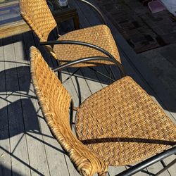 Pair Of Metal And Wicker Bar Stools