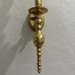 Set Of Two Brass Wall Sconce Candle Holders