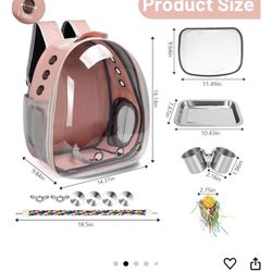 Bird Travel Backpack Carrier, Bird Cage For Small Medium Size Bird Parakeet Budgies Cockatiel, Space Capsule Clear Bubble Window With Stainless Steel 