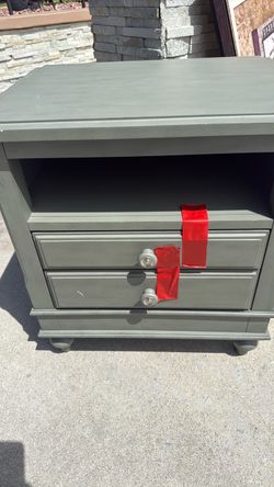 Green  Painted Nightstand with Two Drawers