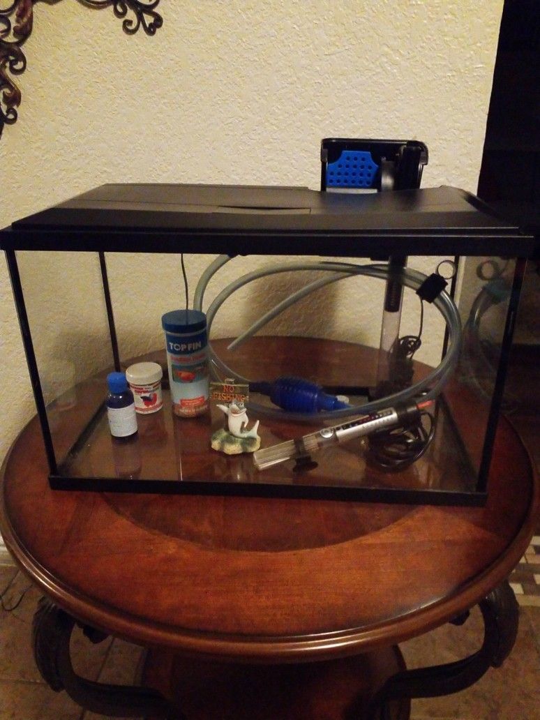 Aquarium With Light, Filter, Pump And Other Gadgets