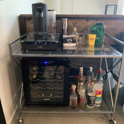 Rolling Glass Bar Cart
