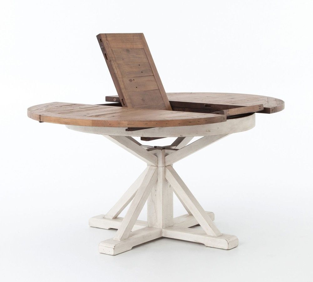 Pottery Barn Hart Round Reclaimed Wood Pedestal Extending Dining Table