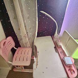 Pink kids adjustable study desk with chair