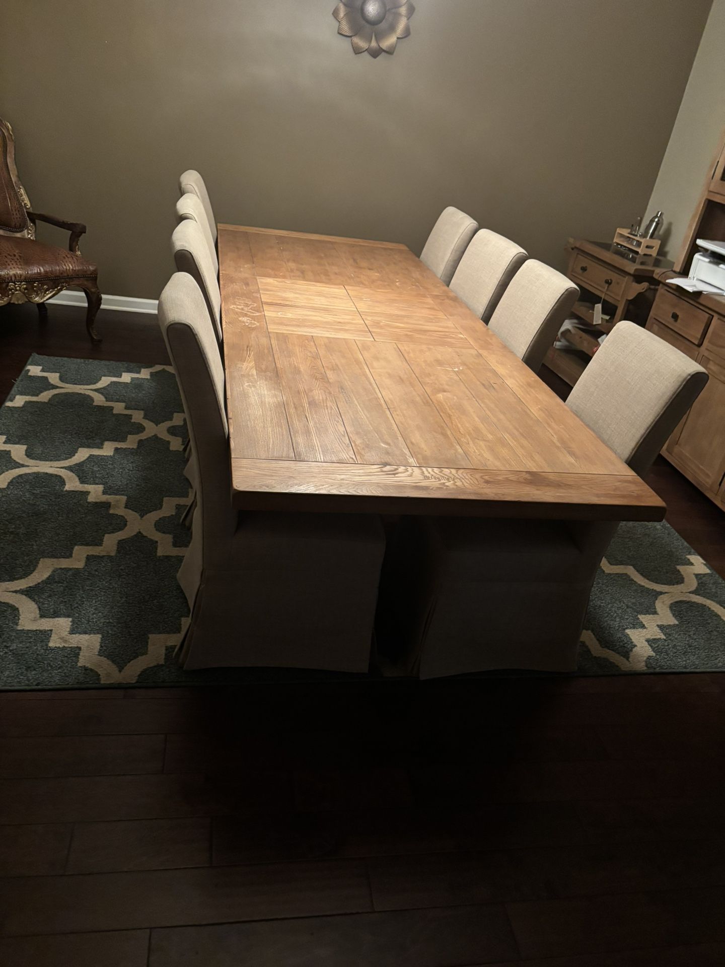 Dinning Room Set With 8 Chairs And Serving Cart