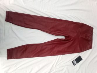 Burgundy and Blue Faux Leather Leggings with Tags