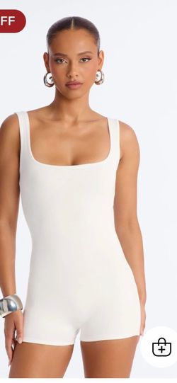 Cream Sleeveless Square Neck Romper