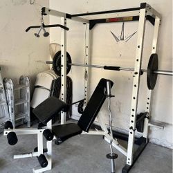 Squat Rack Olympic Weights Barbell Bench 