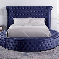 Queen Blue Velvet Bed Frame Brand New In Box