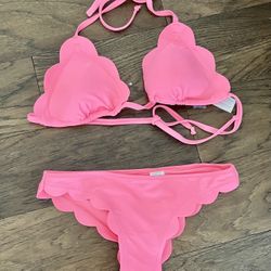 Abercrombie & Fitch Women Swim Set Bikini Top Bottom NWT Pink  String Cheeky