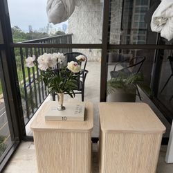 EQ3 Tambour Ash Wood Nightstands Or Side End Tables