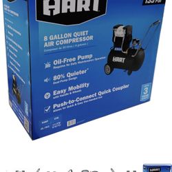 HART Electric Air Compressor Black 135 PSI Oil-Free 8 gal
