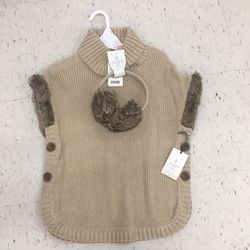 NWT sweater with matching earmuff khaki size M 7/8 or L 10/12