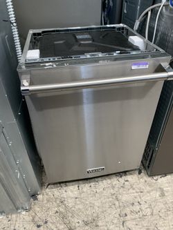 Viking dishwasher in stainless steel floor model