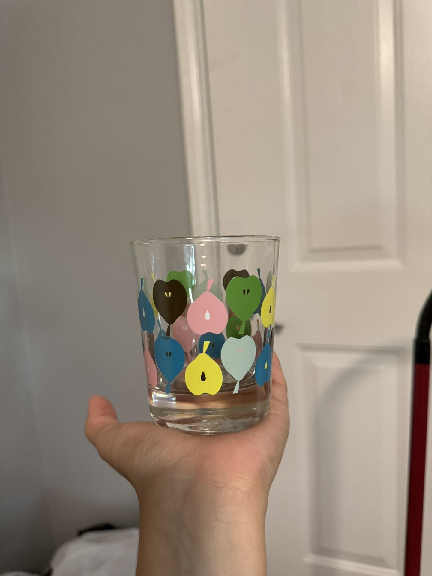Discontinued Ikea Lowball Glass with Pear/Fig Colorful Design