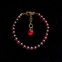 Garnet Crystal Heart Bracelet Handmade by Master Energy Healer Luck Love Sucess Protection Health