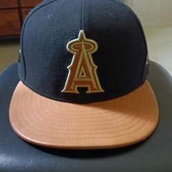 Angels Fitted Cap (Wilson Edition Leather Bill) Black/Lite Brown Slightly Used Asking $30 Firm on Price