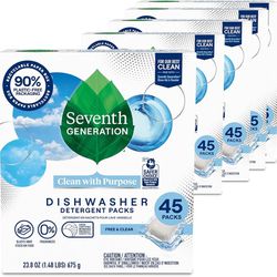 Seventh Generation Dish Detergent Packs, 45 ct, Pack of 5