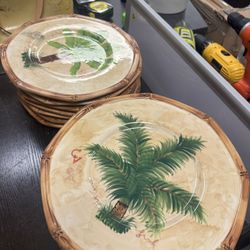 Vintage Royal Palm by Ambiance Nanette Vacher Palm Tree 11” Dinner Plates (15) 