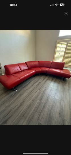 Red leather couch
