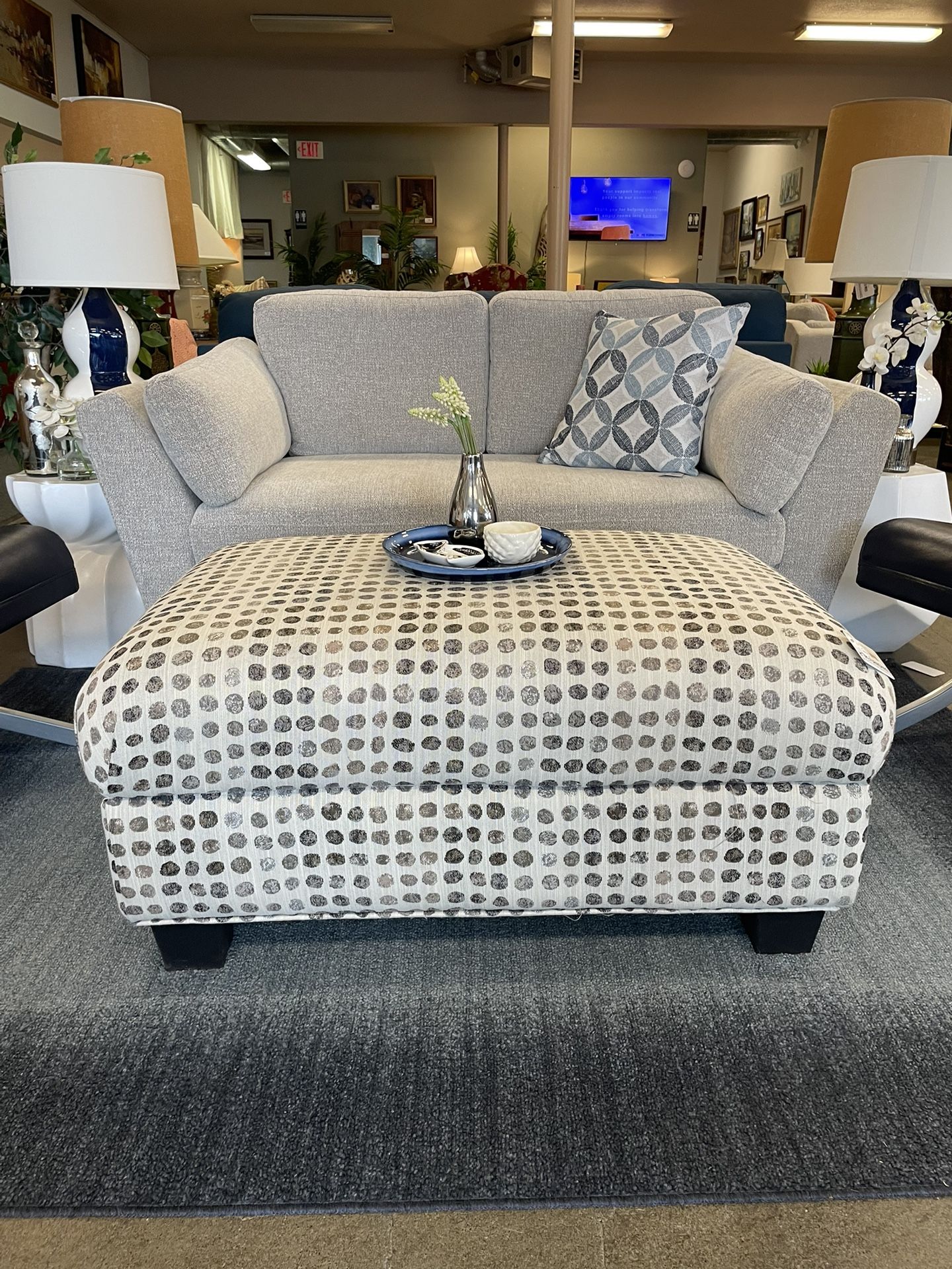 Brand New Neutral Patterned Ottoman