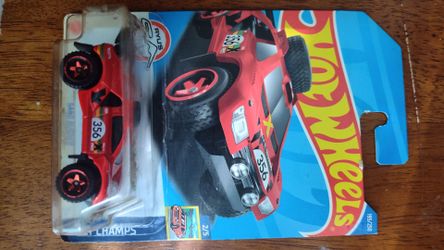 2022 Hot Wheels #195 Rally Champs 2/5 SAND BURNER Red w/Red Baja5 Spoke Wheels