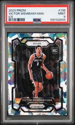 2023-24 Panini Prizm Victor Wembanyama Cracked Ice Prizm #136 Rookie RC PSA 9