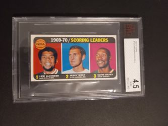 1970 TOPPS SCORING LEADERS #2 BECKETT 4.5.  LEW ALCINDOR JERRY WEST ELVIN HAYES KAREEM...All Hall of Famers

Considering all fair offers