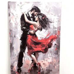 Red and Black Lovers Dance Canvas Like New 24"H X 16” W