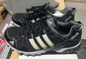 Adidas Women’s Black Athletic Sneakers with Cream Stripes