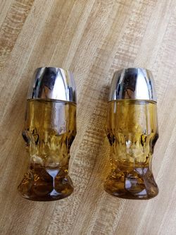 Vintage Anchor Hocking Amber Salr and Pepper Shaker Set