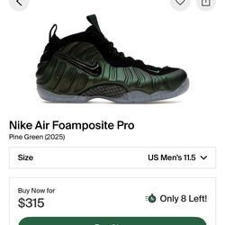 Nike Foamposite Pro size 11.5 Pine Green