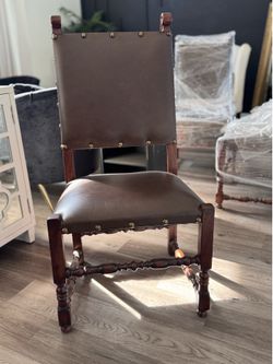 Set of 3 Vintage Century Furniture Cognac Leather Accent Chairs