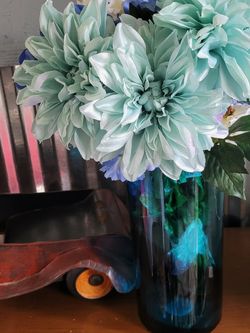Blue vase and flowers