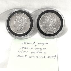 About uncirculated sealed in capsules 1884 Morgan Silver dollars.