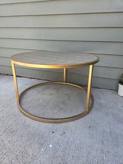 2 Round Gold Metal Coffee Table