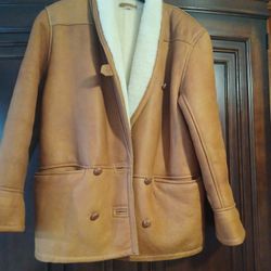 Outback Red Leather Shearling Coat Womens Small OBO