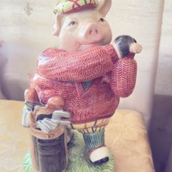 Vintage Fitz and Floyd Pig Golfer Cookie Jar