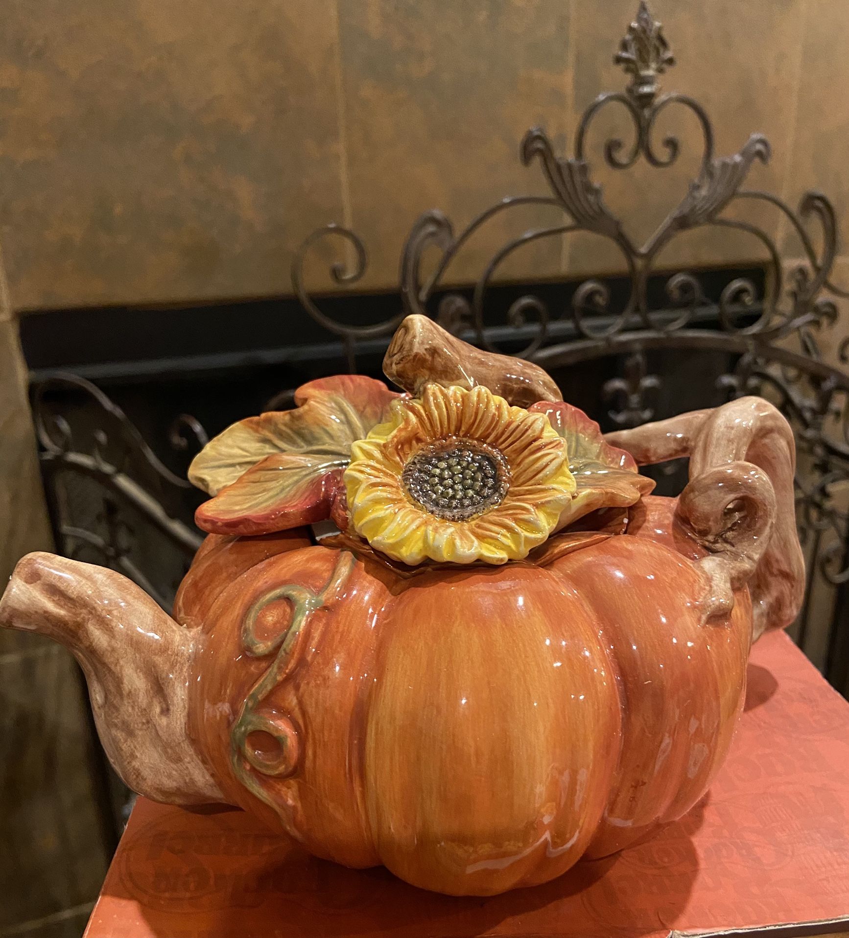 Bountiful Harvest Sunflower Pumpkin Teapot From Cracker Barrel