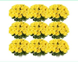 Set of 100 yellow silk roses